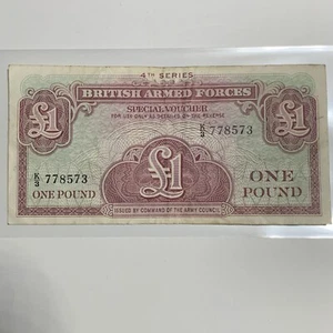 1962 4th Series 1 Pound British Armed Forces Special Voucher Note - Picture 1 of 7