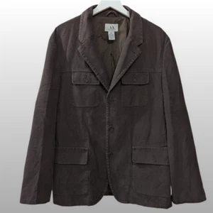 Armani Exchange Men's L Brown Utility Field Three Button Jacket 100% Cotton - Picture 1 of 6