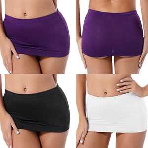 Damen Stretch Low Waist Minirock Halb Schlupf Röcke Kurz Unterrock Dessous - Bild 1 von 13