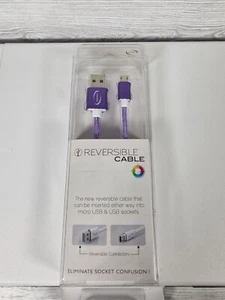 Reversible Cable Micro USB (Type B) To USB (Type A) Purple, Brand New Pack - Picture 1 of 16