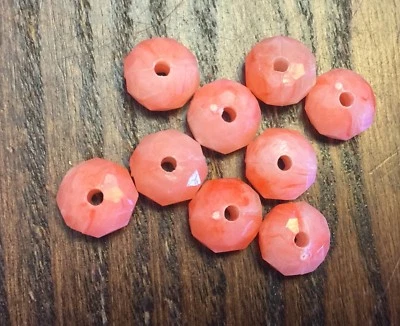 Lote De Cuentas De Colección Japón Coral Salmón Tonal Ultra Facetado Gordito Rondell Lucite Foto 1 de 4