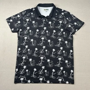 Camisa Tipsy Elves Para Hombres XL Golf Polo Estampado Completo Palmeras Negro Blanco Tropical - Imagen 1 de 8