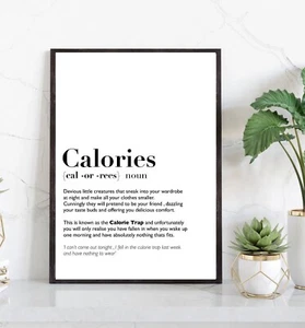 Calorie Definition Print Funny Wall Art Poster Kitchen Decor Novelty Print - Picture 1 of 6