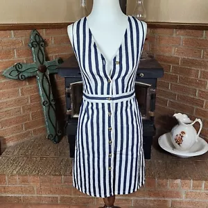 J. Crew Factory blau-weiß gestreiftes Pulloverkleid Baumwoll-Leinenmischung Gr. 0 - Bild 1 von 5