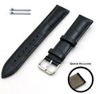 Black Croco Quick Release Leather Replacement Watch Band Strap Steel Buckle 1041