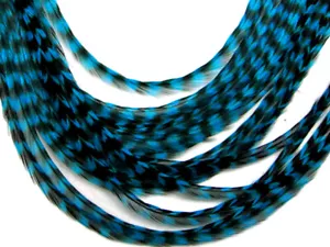 Extension Capelli Gallo 4 Pezzi Kingfisher Blu Sottile Lungo Grizzly Whiting Farm - Foto 1 di 6