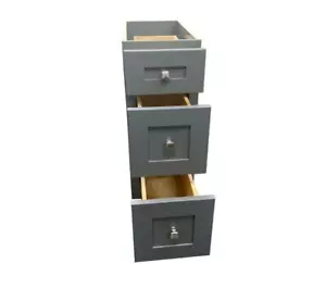 12 " W x 21" D - 3 Drawers Grey Shaker Bathroom Vanity Base Cabinet solid wood - Picture 1 of 1