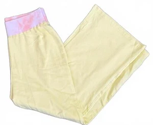 NEW Nanette Lepore Play Women's Pants Medium Yellow Pink Cropped Wide-Leg Cotton - Picture 1 of 7