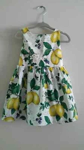 Handmade Toddlers Lemon and Gingham Sun Dress, with a tie in the back. - Picture 1 of 4