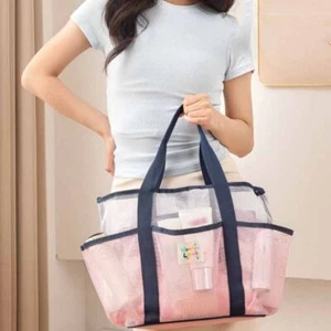 Handbag Mesh Toiletry Bag Multi-pouch Hanging Shower Organizer Wash Bag - Picture 1 of 16