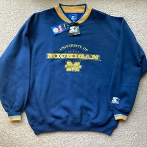 SUDADERA VINTAGE AÑOS 90 NUEVA CON ETIQUETAS STARTER MICHIGAN WOLVERINES de colección fútbol NCAA - Imagen 1 de 7