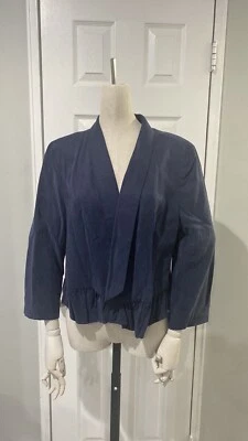 Cartonnier Bomber куртка большой женщин укороченный Calin лацкан с оборками низ синий - Изображение 1 из 4