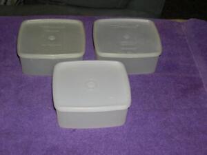 3 Tupperware Refrigerator / Freezer Stackable Food Containers, 2 Cups (#311)