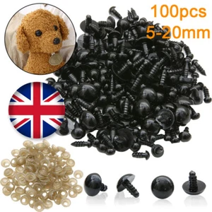 100pcs Plastic Safety Eyes Soft Toys Bear Dolls Animal Making DIY Craft Screw UK - Picture 1 of 6