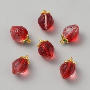 30pcs Handmade Lampwork Glass Charms Red Strawberry Charms for Jewelry DIY - Picture 1 of 3
