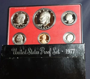 Juego de prueba 1977 de Estados Unidos como nuevo con dólar Eisenhower un bonito juego de seis monedas de prueba - Imagen 1 de 2