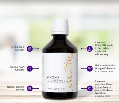 Zinzino 100ml Balance Oil (Orange Lemon Mint) - Omega 3 & Polyphenols Support