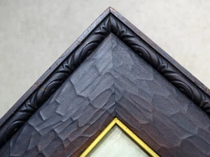 STUNNING! Antique ARTS & CRAFTS Carved Wood 7x9 Photo WOODEN PICTURE FRAME - Picture 1 of 8