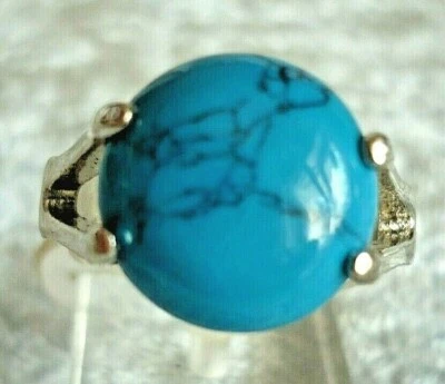 klasse Folklore SteinSchmuck Ring Türkis Howlith silber Gr. 17 19 20 NEU + TOP - Bild 1 von 2