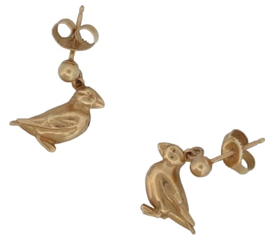PENDIENTES DE PÁJARO FRAILECILLO FIRMADOS 14K VINTAGE SÚPER LINDOS Foto 1 de 4