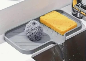 Silicone Faucet Mat For Kitchen Bathroom Sink 9.37 x 4.75 inch Slip Drain Pad - Picture 1 of 3