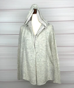 MOTH ANTHROPOLOGIE Alpaca Wool Cardigan Sweater Knit Gray Hooded Lined Relaxed M - Picture 1 of 12