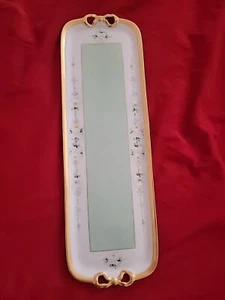 Antikes bayrisches Keramik langes Tablett um 1900 mit Goldrand.  19 Zoll. - Bild 1 von 12