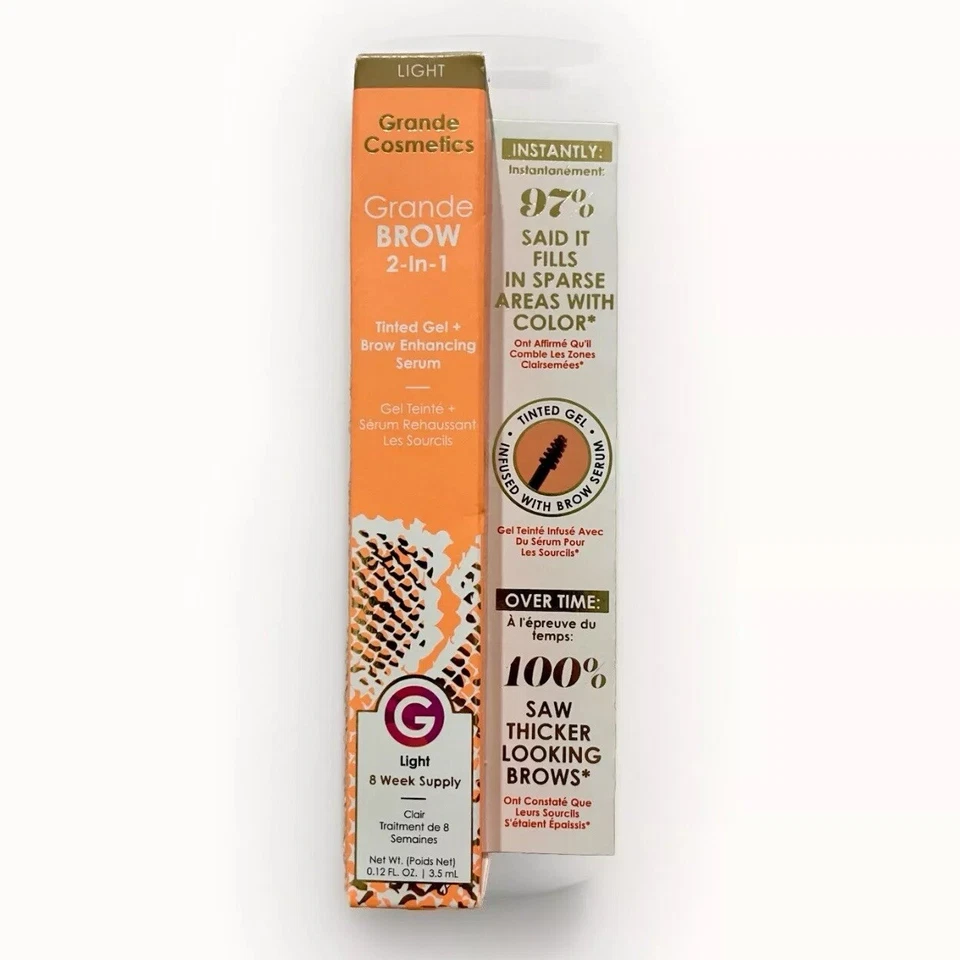 New! Grande Cosmetics GrandeBROW 2-in-1 Tinted Brow Gel And Enhancing Serum. - Image 1 of 2