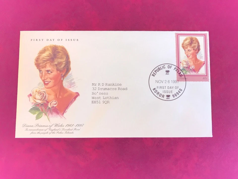 PALAU 1997 FDC DANBURY PRINCESS DIANA WEDDING ROYALTY # RARE # - Image 1 of 1