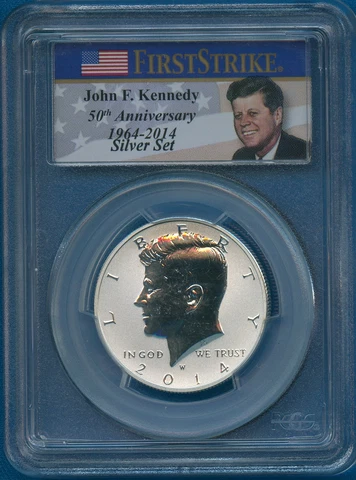 2014 W PCGS PR70 Reverse Kennedy Silver Half 2014-W 50th Ann. First Strike PR-70 Cover