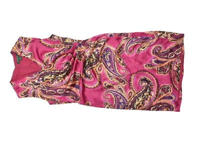 Lauren Ralph Lauren Women's Pink Paisley V-Neck Sleeveless Dress Regular Size 10 - Image 1 of 4