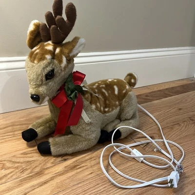 Винтажный рождественский олень 1993 Santas Best Animated Spotted Deer 14 дюймов РАБОЧИЙ! - Изображение 1 из 4