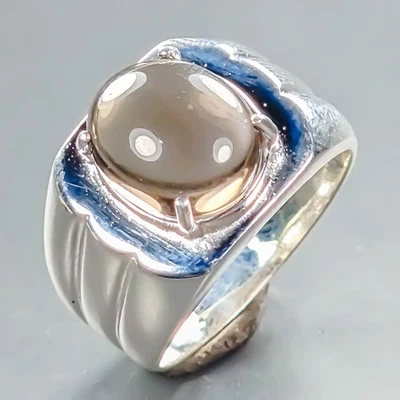 Anillo de cuarzo ahumado natural hecho a mano de plata de ley 925 talla 7/R440496 Foto 1 de 4