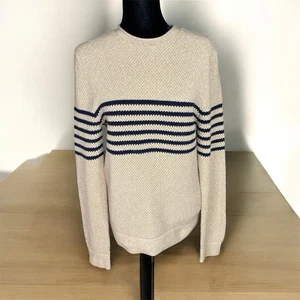 Suéter tejido para mujer Abercrombie & Fitch talla pequeña marrón claro azul a rayas - Imagen 1 de 11