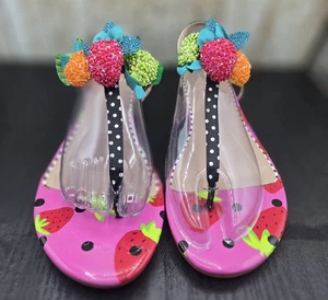 Betsey Johnson Juicie Frucht Erdbeere Orange Sandale Schuhgröße 11M Tomate Mädchen - Bild 1 von 8