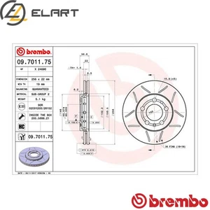 2x BRAKE DISC 09.7011.75 FOR VW GOLF/IV/Van FOX/Hatchback POLO BORA SEAT 1.9L - Picture 1 of 9