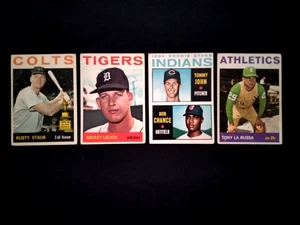 1964 Topps Tommy John Rusty Staub Mickey Lolich LaRussa Rookie Baseball Lot 4 - Picture 1 of 6
