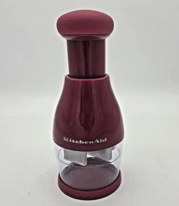 KitchenAid Red Hand Push Manual Chopper Stainless Steel Blade With Lid Works - Picture 1 of 8