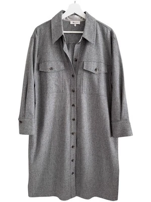 Lafayette 148 Rhea Wool Cashmere Shirt Dress XL Button Up Flannel w/ Pockets - Image 1 of 4