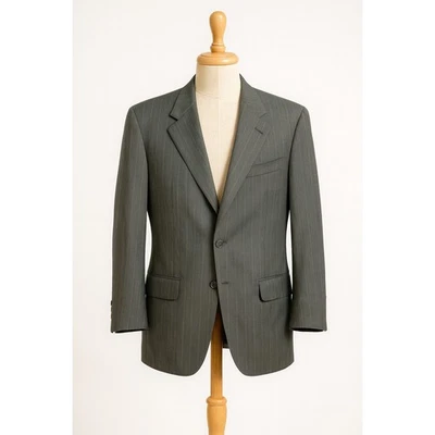 Holland & Sherry Savile Row Gray Wool Bespoke Blazer Men's 38R Classic Pinstripe - Image 1 of 4