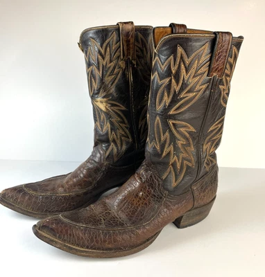 Botas de Vaquero Justin De Colección Cuero Marrón 11B Raras Años 1950/60 Punta H396 Foto 1 de 4