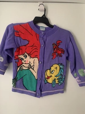 Cárdigan tejido Disney vintage La Sirenita suéter niños (7/8 años) años 90 Foto 1 de 4