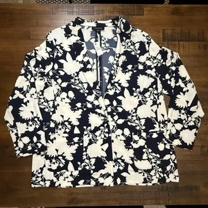 Talbots Women’s Navy And Ivory Blazer Size XL NEW $149 - Picture 1 of 6