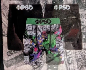PACK DE 3 CALZONCILLOS BOXER PSD de microfibra suave DINERO MOSH $100 GOTAS BENJAMINS NEGRAS 7" - Imagen 1 de 19