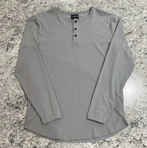 Camisa Henley Cuts Clothing Dobladillo Curvo Para Hombre Grande Manga Larga Gris - Imagen 1 de 7