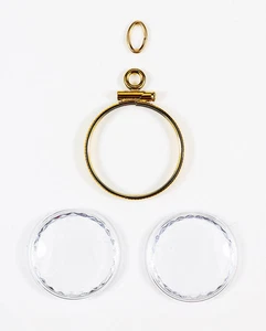 GOLDNUGGETHALTER STCK 17 MM GOLD GEFÜLLT MIT 2 UHRENKRISTALLEN & 1 SPRUNGRING - Bild 1 von 3