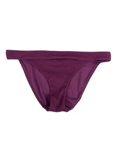 Hollister Dark Plum Purple Ribbed Hipster Swim Bikini Bottom Size Large - Picture 1 of 4