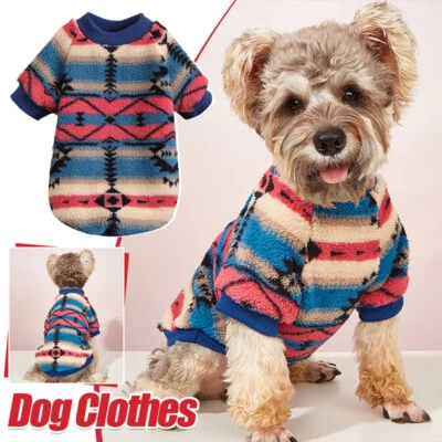 Cat Dog Clothes Cute Striped Autumn Winter Plush Sweatshirt Pet Clothes - Image 1 of 4