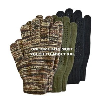 3 Pair Quietwear Magic Stretch Gloves Grip Dot Fingers & Palms Camo Black Olive - Image 1 of 4