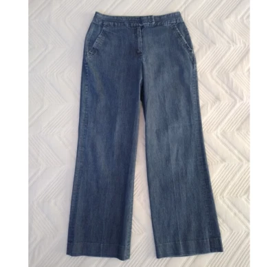 Y2K Pants Vintage Denim Pants Slacks Straight Leg Pants Blue Larry Levine 4 S - Image 1 of 4